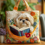 Mala Artesanal  Shih Tzu com Livros e Flores