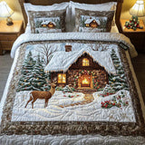 Conjunto de roupa de cama acolchoada de 3 peças - Cabana acolhedora