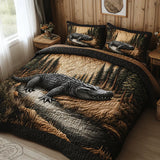 Conjunto de roupa de cama acolchoada de 3 peças - Animais da Floresta
