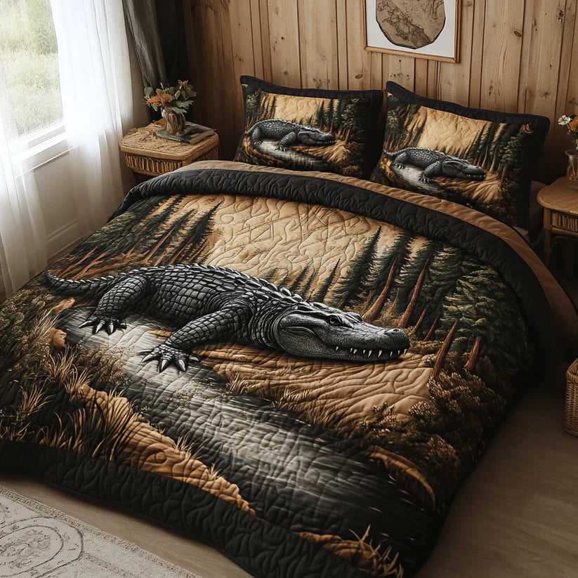 Conjunto de roupa de cama acolchoada de 3 peças - Animais da Floresta