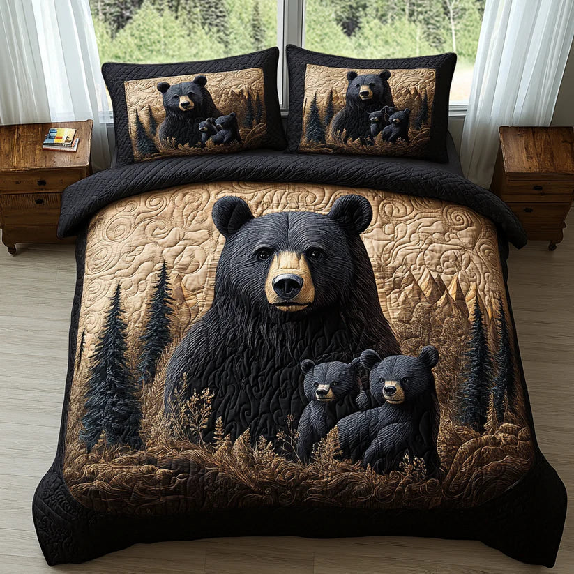 Conjunto de roupa de cama acolchoada de 3 peças - Animais da Floresta
