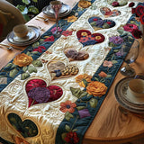 Caminho de mesa acolchoado - Corações em Flor
