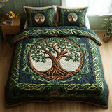 Conjunto de roupa de cama acolchoada de 3 peças - Árvore da Vida
