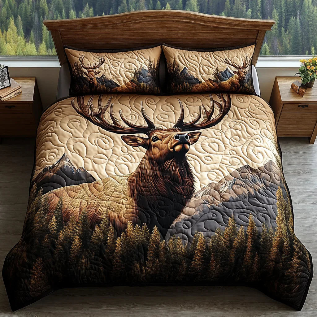 Conjunto de roupa de cama acolchoada de 3 peças - Animais da Floresta