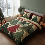 Conjunto de roupa de cama acolchoada de 3 peças - Floresta da alegria