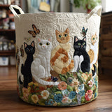 Cesto de Roupa Almofadado Gatos de Jardim