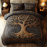 Conjunto de roupa de cama acolchoada de 3 peças - Árvore da Vida