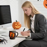 Caneca Artesanal 3D de Halloween – com Design de Bruxa e Gato