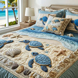 Conjunto de roupa de cama acolchoada de 3 peças Ondas do Oceano