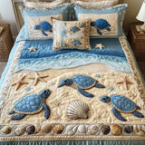 Conjunto de roupa de cama acolchoada de 3 peças - Tartarugas
