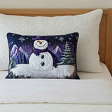 Fronha de Almofada Acolchoada - Boneco de Neve Roxo