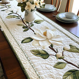 Caminho de mesa acolchoado - Flor de Magnólia Rústica