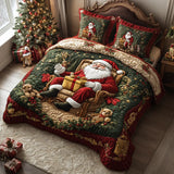 Conjunto de roupa de cama acolchoada de 3 peças - Momento do Pai Natal