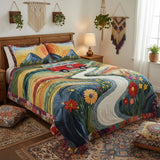 Conjunto de roupa de cama acolchoada de 3 peças - Viagem Vintage